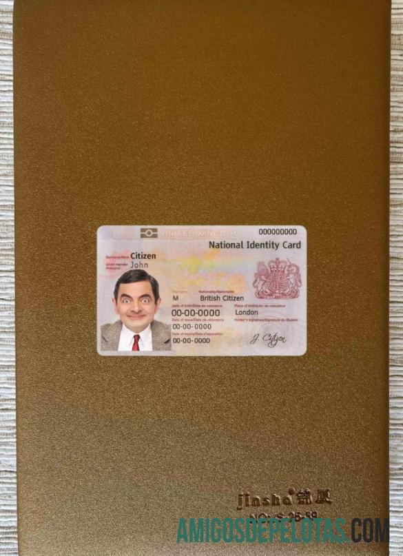 United Kingdom ID (bilhete de identidade) olhar de foto frente exemplo